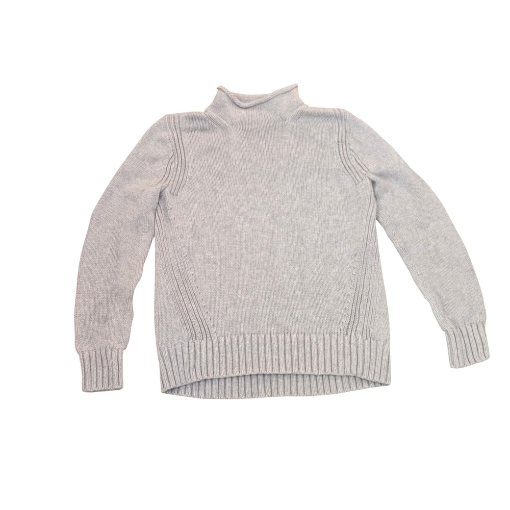 J.Crew Always Sweater Womens Medium Gray Cotton Roll Neck Oarsman Heavy Knit